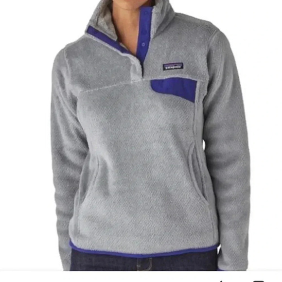 Patagonia Re-Tool Snap-T Fleece Pullover Jacket in Grey Purple - Picture 1 of 8